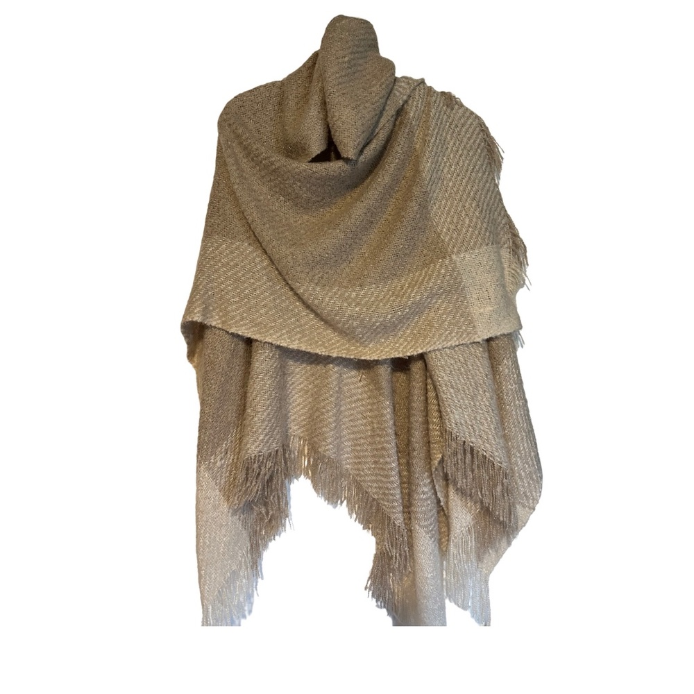 NWT MIXIT Taupe Shimmer Boucle Shrug/Wrap/Shawl/Poncho with Hood